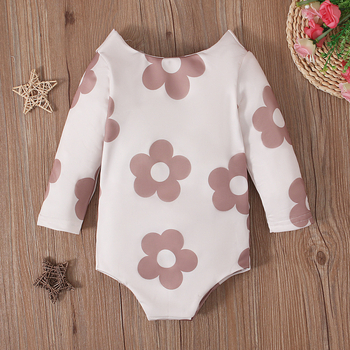 Гащеризон с дълги ръкави и флорална шарка за момичета, пролет-есен, 1–3 г