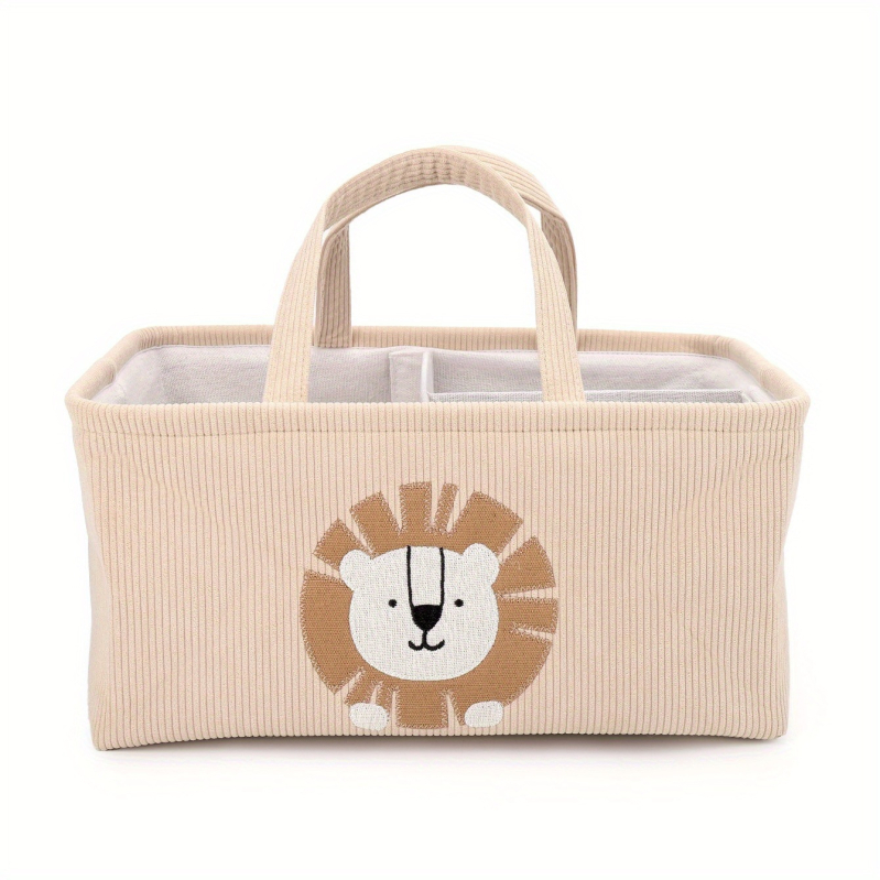 Сладък карикатурен лъв кош за съхранение за дома, организатор за играчки и дрехи