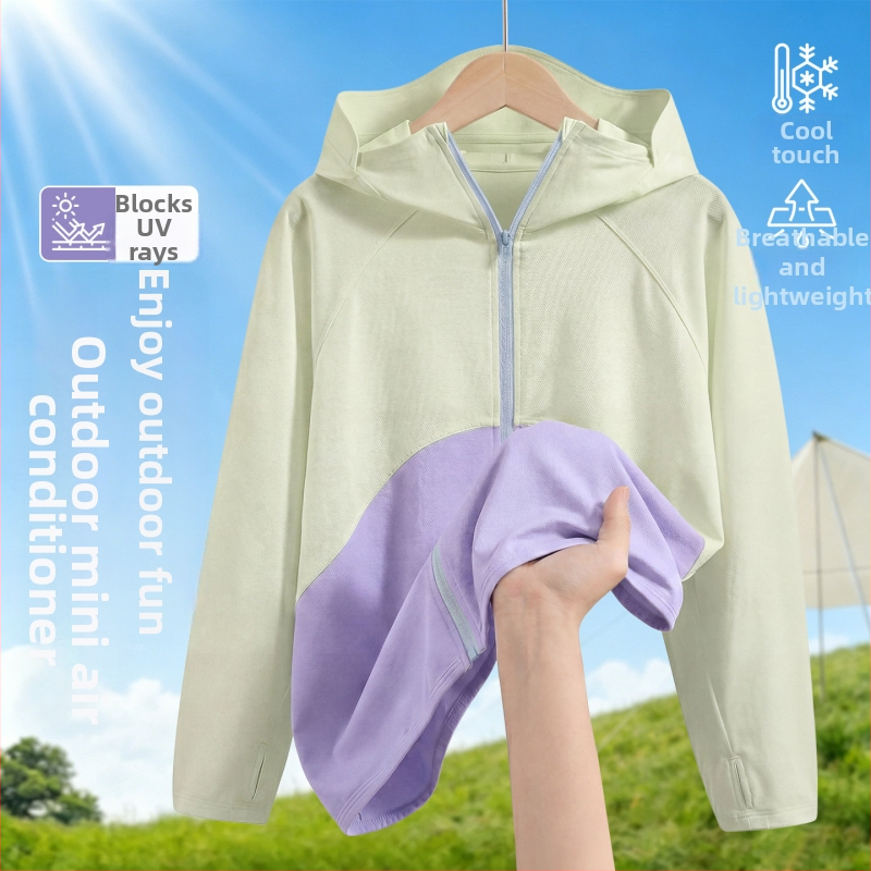 Unisex detská nylonová bunda s kapucňou a UV ochranou