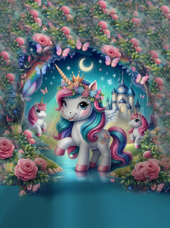 Худи за момичета с принт еднорог и цветя – магически комплект за рожден ден, мек топ с качулка