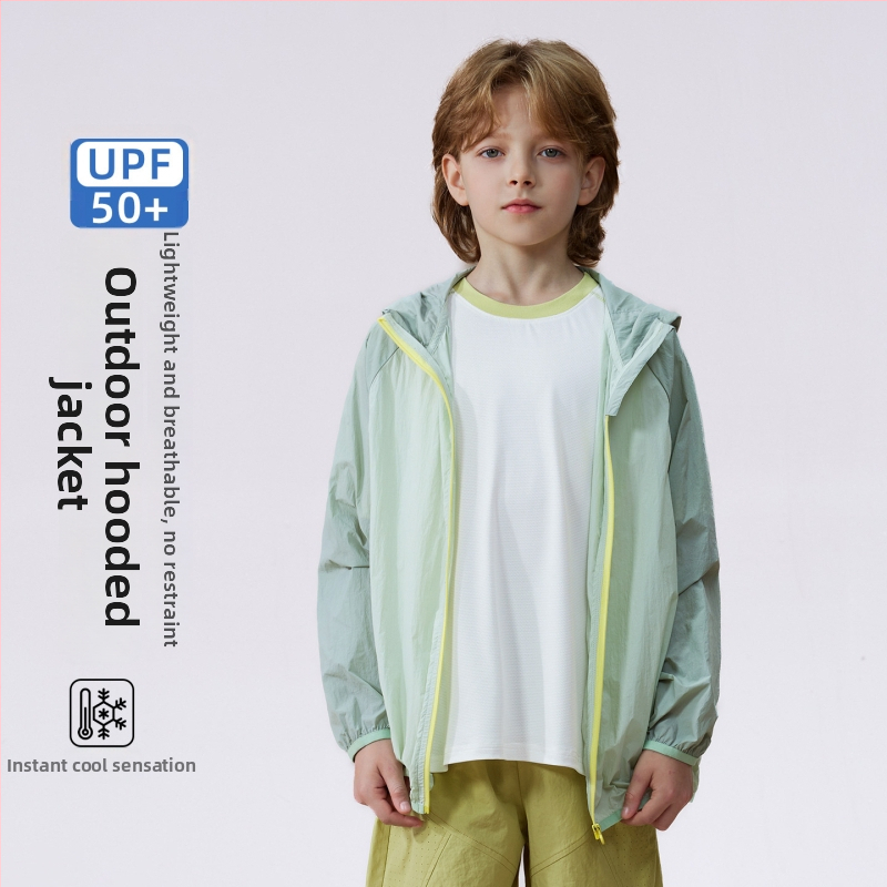 Unisex detská letná bunda s UV ochranou, model 2026, ľahká, vek 7 – 12 rokov