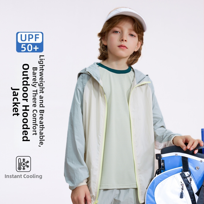 Unisex detská letná bunda s UV ochranou, model 2026, ľahká, vek 7 – 12 rokov