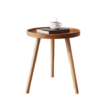 Masă laterală pentru canapea și masă de cafea – minimalist modern, colț rotund, lemn