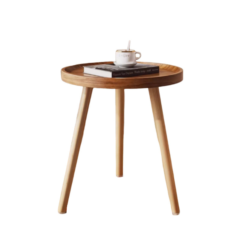 Masă laterală pentru canapea și masă de cafea – minimalist modern, colț rotund, lemn