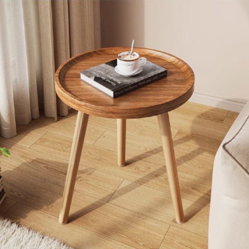 Masă laterală pentru canapea și masă de cafea – minimalist modern, colț rotund, lemn