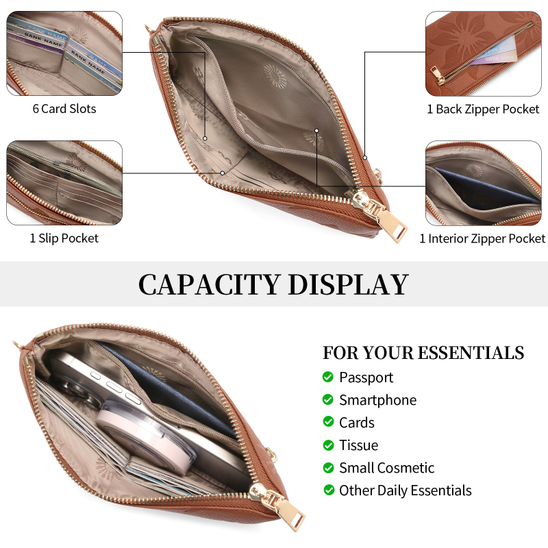 Portofel-clutch lung pentru femei, cu design de floare de bumbac în relief, portofel cu fermoar multifunctional, buzunar pentru telefon, blocare RFID, ultra-ușor