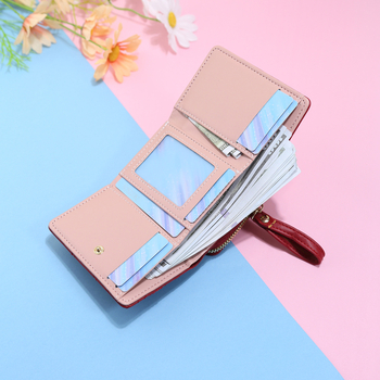 Portofel scurt pentru femei, cu design quiltat și fermoar pentru monede, portofel bifold elegant