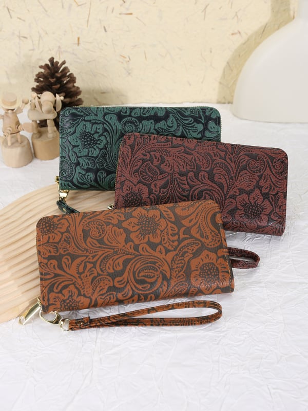 Geantă clutch feminină lungă, cu fermoar, spațiu mare pentru monede, compartimente multiple pentru carduri, pentru studente
