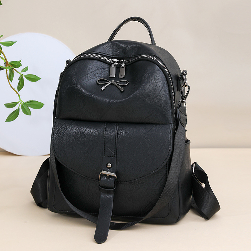 Ženski ruksak od PU kože, velik kapacitet, retro casual stil, kontrastni dizajn boja, zatvarač