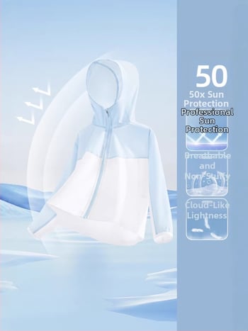 Dječja jakna s UV zaštitom za ljeto, model 2026, lagana s kapuljom, Ice Silk tkanina