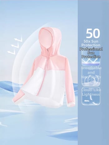 Dječja jakna s UV zaštitom za ljeto, model 2026, lagana s kapuljom, Ice Silk tkanina