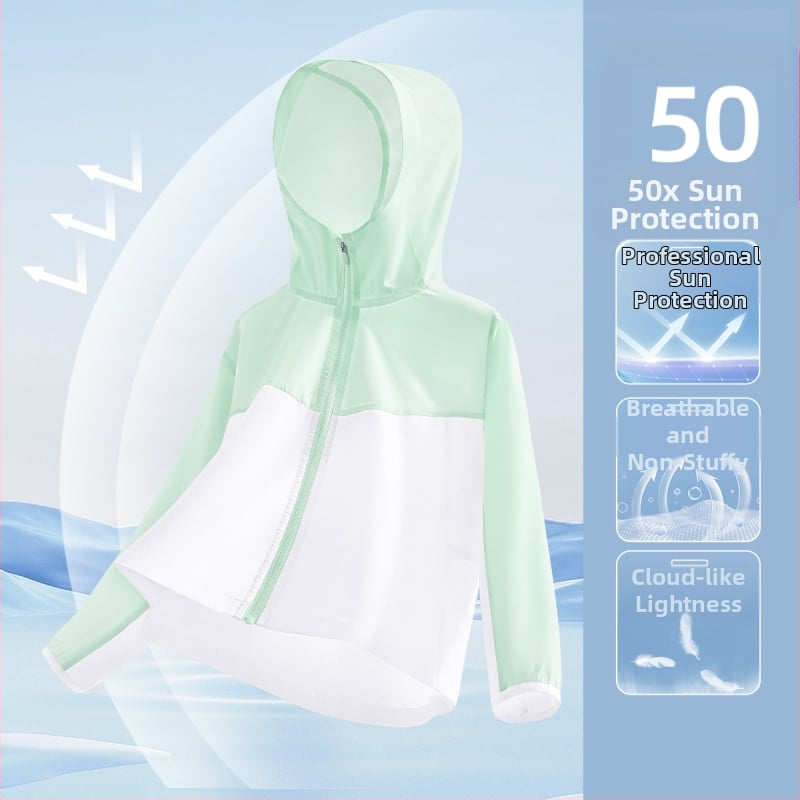 Dječja jakna s UV zaštitom za ljeto, model 2026, lagana s kapuljom, Ice Silk tkanina