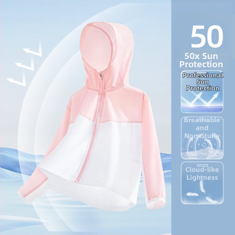 Dječja jakna s UV zaštitom za ljeto, model 2026, lagana s kapuljom, Ice Silk tkanina