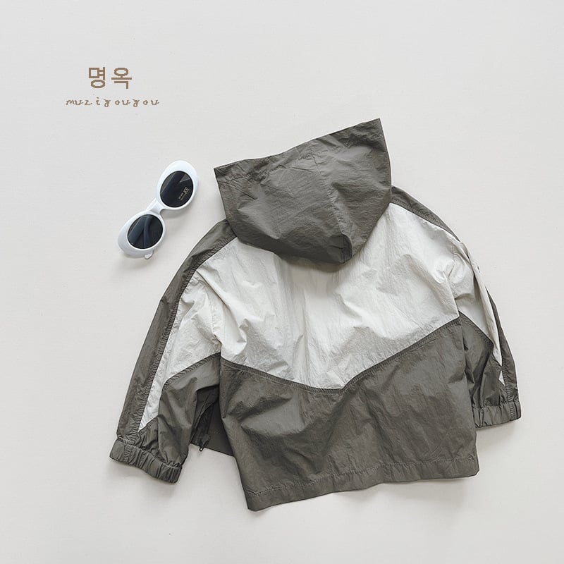 Dječja UV zaštitna jakna s kapuljačom, color-block dizajn, korejsko/japansko stil