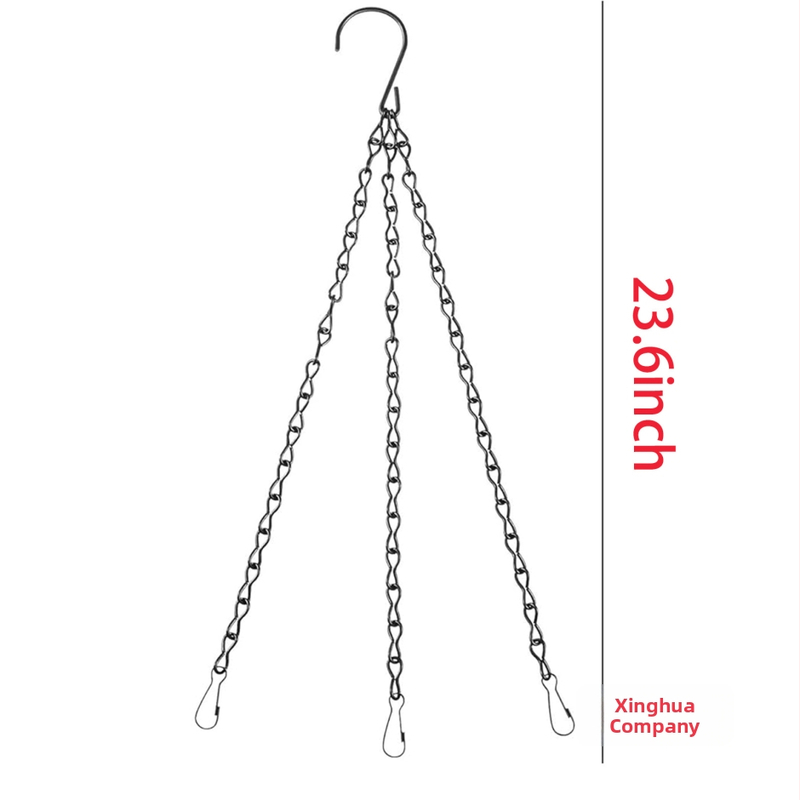 Závesná retiazka na záhradné rastliny v tvare ôsmich trojretiazkových s háčikom, čierna a strieborná
