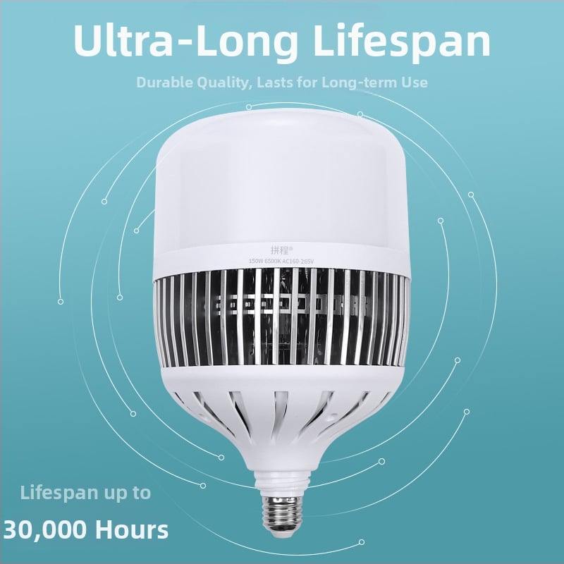 LED крушка с алуминиев радиатор с ребра за осветление на заводи, работилници и складове, E27 цокъл, енергоспестяваща