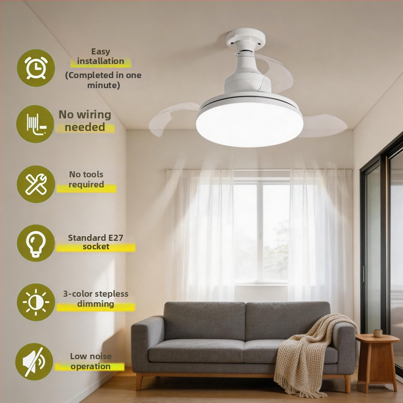 Neviditeľné stropné svietidlo s ventilátorom E27, mliečne biely krištáľový model, vylepšené, mliečne biele varianty 400 mm a 570 mm