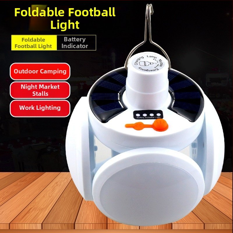 Vonkajšia solárna LED lampa na futbalovú loptu na osvetlenie kempovania a trhov