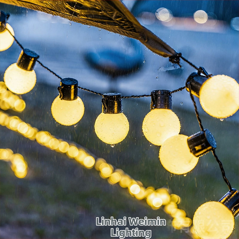 LED слънчеви низове светлини, G50 големи кръгли глобус крушки, външно осветление за къмпинг, партита и сватби – атмосфера