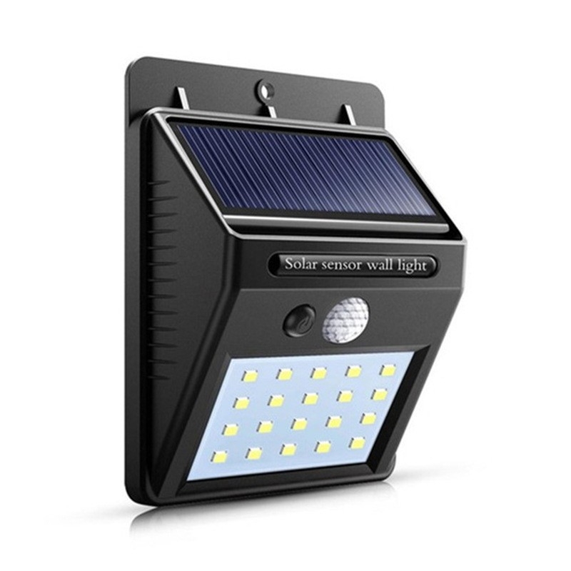 Соларна стенна лампа с датчик за движение за външен двор, ултраярки LED, светлочувствително осветление