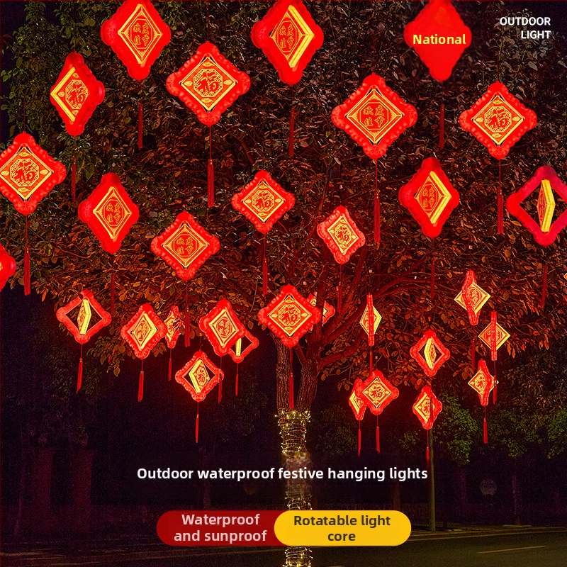 LED lanterna sa simbolom sreće, vodootporna viseća dekoracija za Novu godinu i Proljetni festival