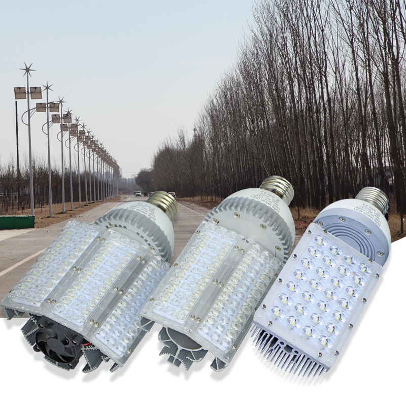 Високопроизводителна LED улична светлинна глава, база E27/E40, 220V, 50/60/80W, 8800 lm, IP65, алуминиев корпус, 149×288 мм, за осветление на пътища, дворове и площади