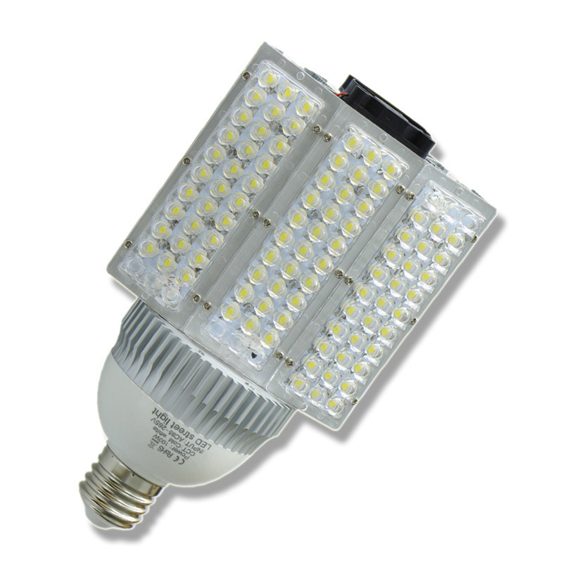 Високопроизводителна LED улична светлинна глава, база E27/E40, 220V, 50/60/80W, 8800 lm, IP65, алуминиев корпус, 149×288 мм, за осветление на пътища, дворове и площади