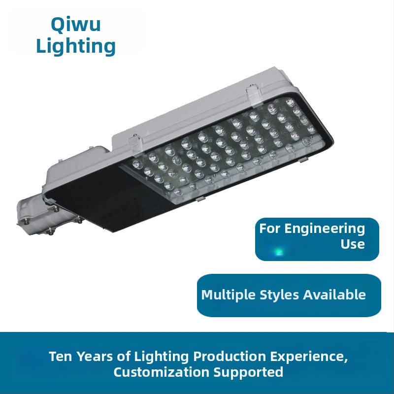 LED οδικός φωτισμός 100W με βραχίονας, 220V, 6000K, 10000 lm, IP65, αλουμινένιο περίβλημα, δέσμη 75°×145°, κατάλληλος για κήπους και γειτονιές