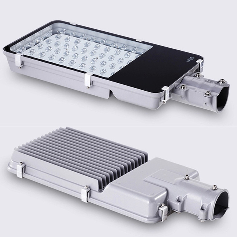 LED οδικός φωτισμός 100W με βραχίονας, 220V, 6000K, 10000 lm, IP65, αλουμινένιο περίβλημα, δέσμη 75°×145°, κατάλληλος για κήπους και γειτονιές