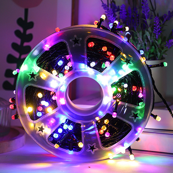 LED цветни светлинни нишки на ролка, ефект звездно небе за външни условия, водоустойчиви многоцветни декоративни висящи лампи за градина