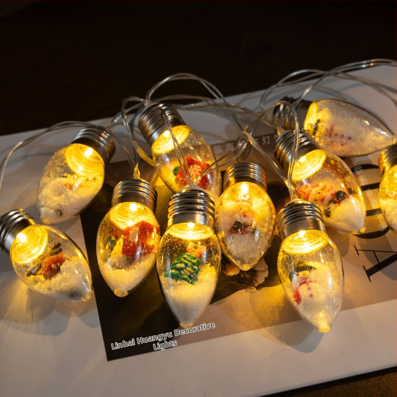 LED žiarovky v tvare guľky so snehuliakom a vianočným stromčekom pre vonkajšie vystavené stánky