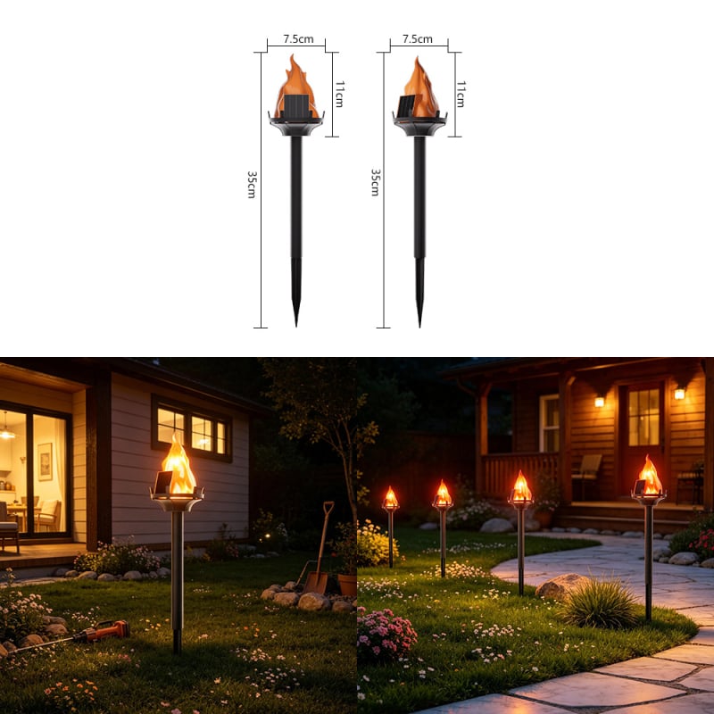 Lampă solară pentru exterior, grădină, gazon, cu flacără simulată LED, iluminare ambientală pentru grădină, lampă decorativă pentru alei rezistentă la ploaie