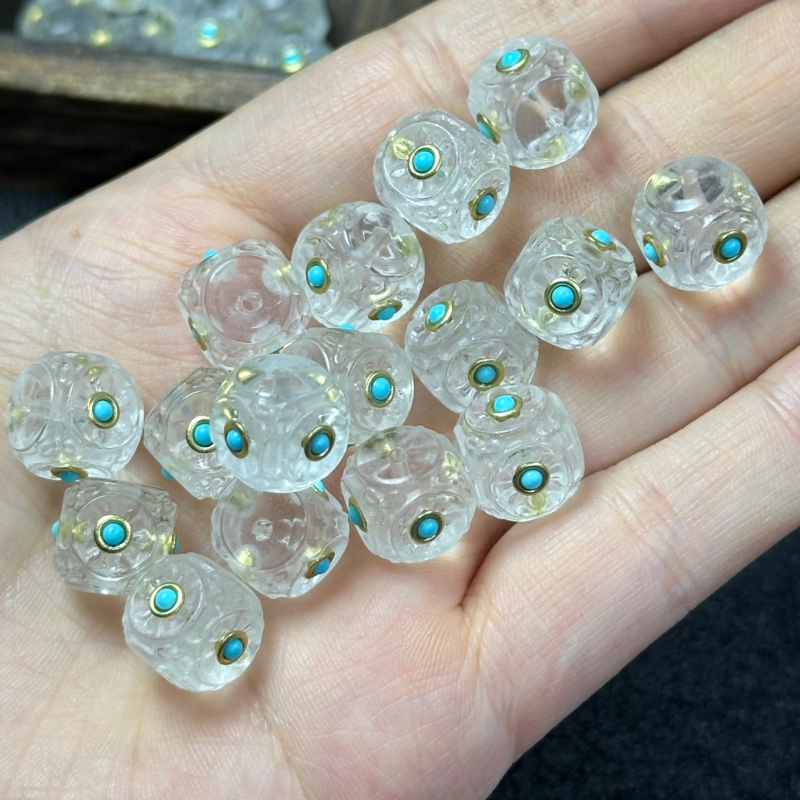 Бели кристални шестоъгълни мъниста за DIY бижута – комплект за нанизване: горни мъниста, мъниста за талия, разделящи, разпръснати и единични мъниста