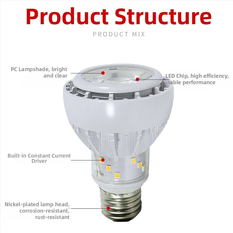 LED COB прожекторна крушка за кейтеринг, нагоре-надолу светене, E27 база, без трептене, 15W