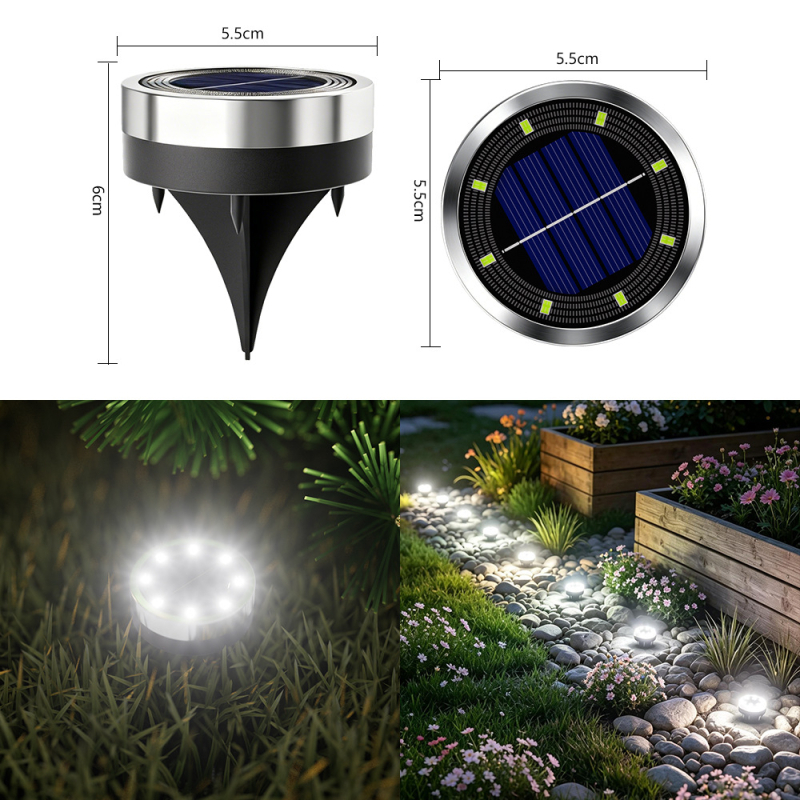 Lumini solare mini subterane pentru exterior, iluminat grădină de casă, ambianță de grădină vilă, lumini de ghidare pentru alee și gazon