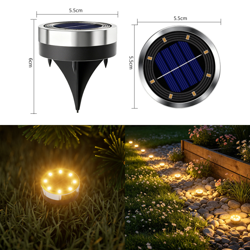 Lumini solare mini subterane pentru exterior, iluminat grădină de casă, ambianță de grădină vilă, lumini de ghidare pentru alee și gazon