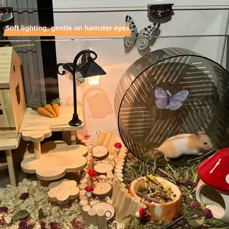 Kreatívne mini nočné svetlo do klietky pre škrečky — ambientná krajinná lampa pre dekoráciu domčeka pre bábiky