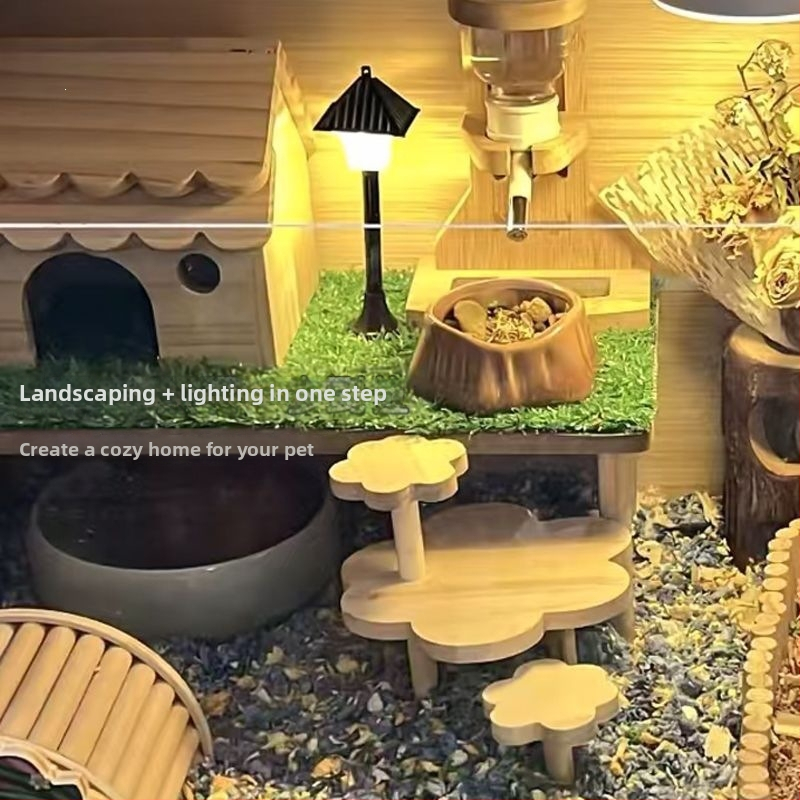 Kreatívne mini nočné svetlo do klietky pre škrečky — ambientná krajinná lampa pre dekoráciu domčeka pre bábiky