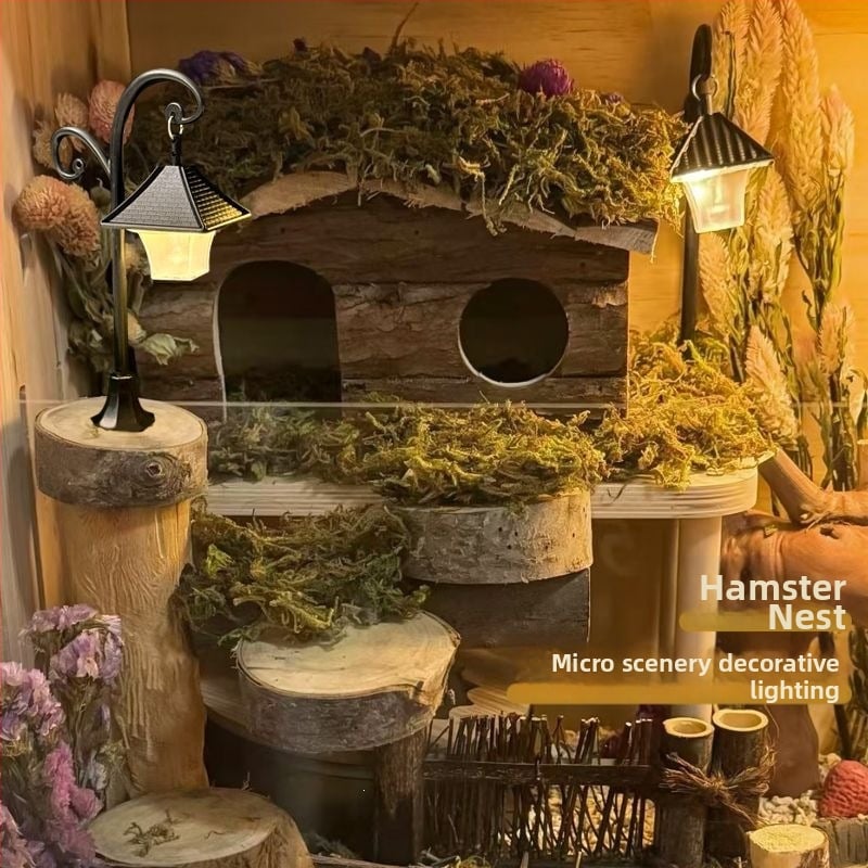 Lampă mică creativă de noapte pentru cușca de hamster — lampă ambientală pentru peisaj miniatural și decor pentru casă de păpuși