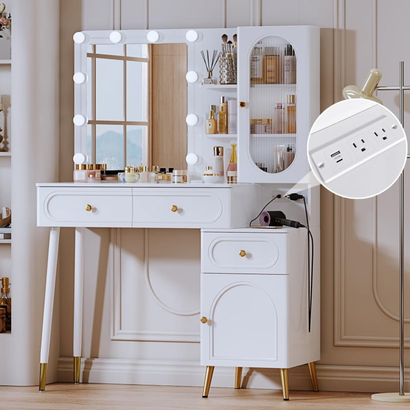 LED izzókészlet, 10 lámpa sminktükör előtti világításhoz, USB rejtett csatlakozás, US szabvány dugasz