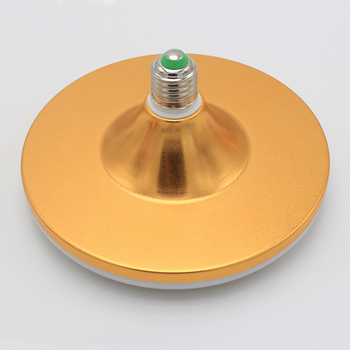 LED UFO таванна лампа, база E27, 30–50W, дископодобна форма, златисто покритие, енергоспестяваща.