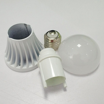 A60 LED корпус за лампа със комплект за държач E27/B22, бял и сребърен, алуминиев радиатор, 5-7W