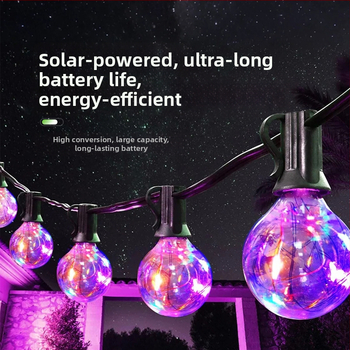 Svetelné reťaze s guľôčkovou žiarovkou G40 meniacou farbu, vonkajšie, vodotesné, napájané solárnou energiou, IP65, na svadbu, kempovanie, vianočnú dekoráciu