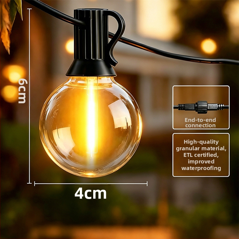 Zákazkové 24V solárne G40 LED reťazové svetlá s diaľkovým ovládaním – Vonkajšie prostredie pre kempovanie a záhradu