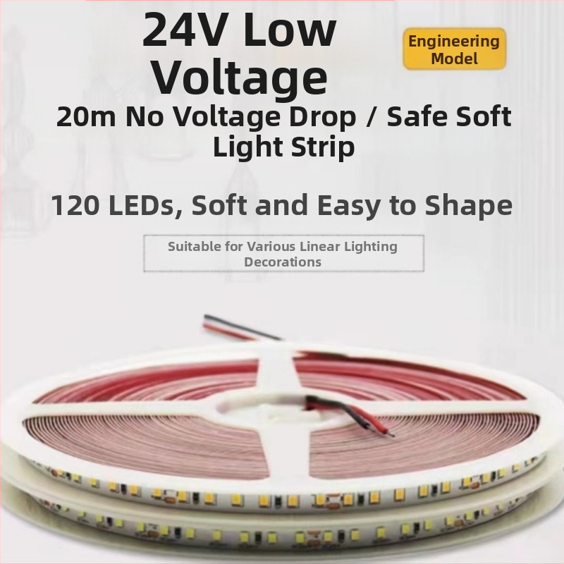 24V lineárny LED pásik, holá verzia, 12V samolepiaci, nízke/vysoké napätie, 20 m, bez úbytku napätia
