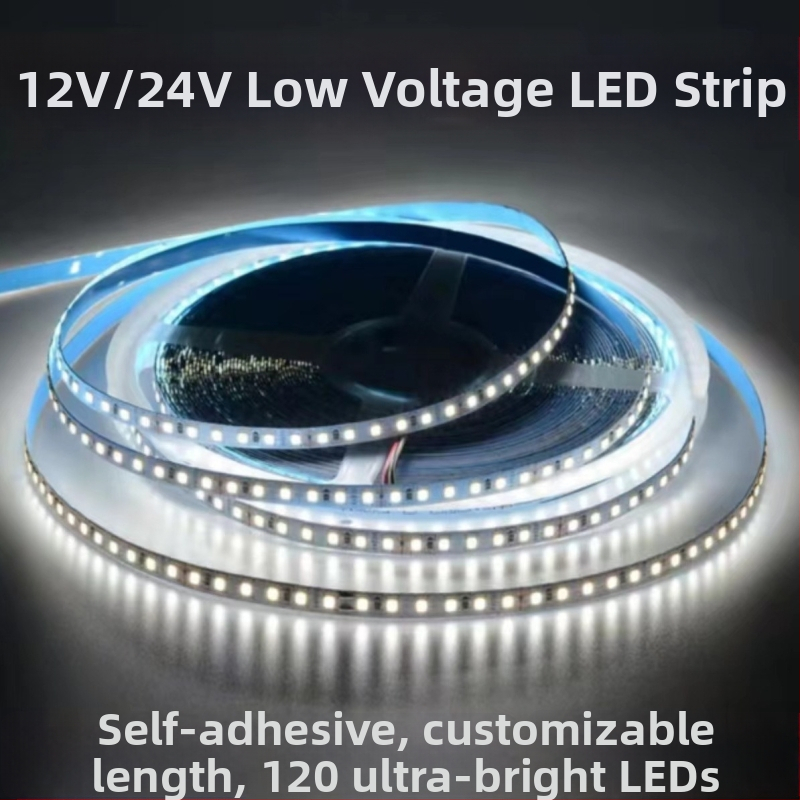 24V lineárny LED pásik, holá verzia, 12V samolepiaci, nízke/vysoké napätie, 20 m, bez úbytku napätia