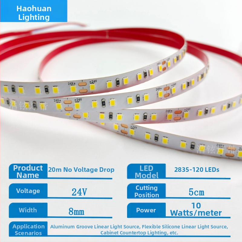 24V 2835 LED pásik, 20 m, bez úbytku napätia, závesná stropná dekorácia, samolepiace lineárne COB svetlo