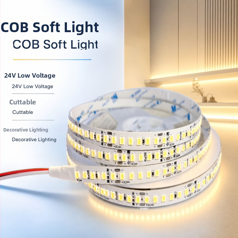 Flexibilný LED COB svetelný pás, 24V nízke napätie, dekoratívne osvetlenie stropov, skriniek a šatníkov