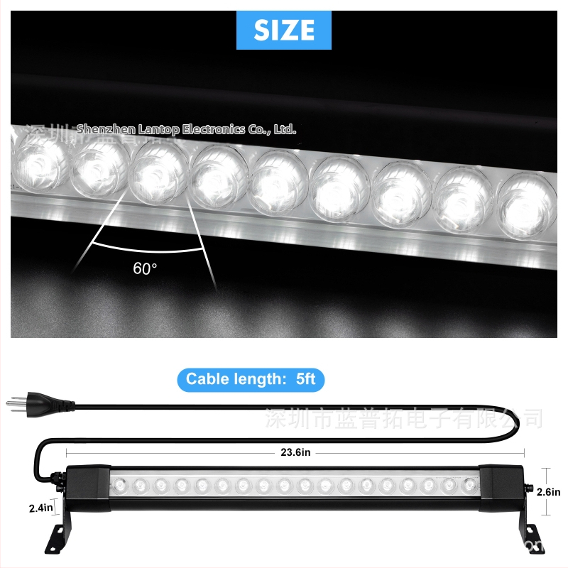 Nástenné LED svietidlo, vhodné do exteriéru, 18 LED diód, IP67, stmievateľné, 600 × 65 × 110 mm, 2200 – 6000 K, 1800 lm, uhol vyžarovania 120°, viacnapäťový vstup 24/120/220 V