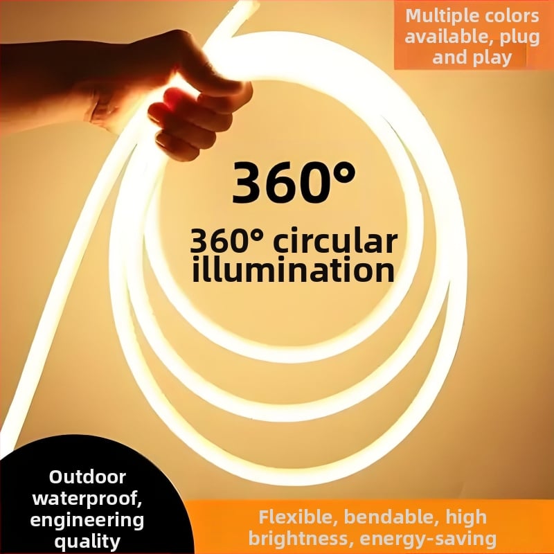 220V LED лента с висока яркост, 360° кръгла, гъвкава, външна водоустойчива декоративна подсветка за инженерни обекти